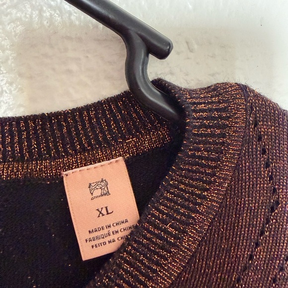Scotch & Soda Voila Textured Metallic Brown Sweater with Striped Cuffs XL - Picture 5 of 7